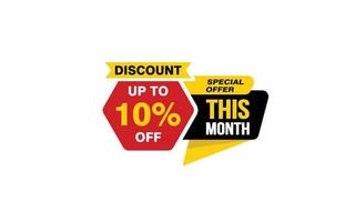 10 Percent THIS MONTH offer, clearance, promotion banner layout with sticker style. vector