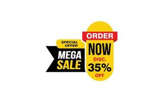 35 Percent MEGA SALE offer, clearance, promotion banner layout with sticker style. vector