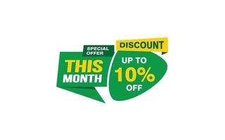 10 Percent THIS MONTH offer, clearance, promotion banner layout with sticker style. vector