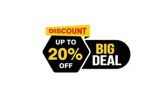 20 Percent BIG DEAL offer, clearance, promotion banner layout with sticker style. vector