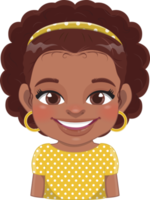 linda africano americano niña dibujos animados personaje png