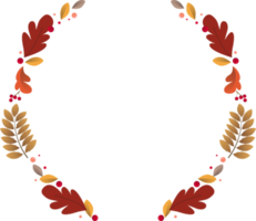 Autumn leaves frames. Autumnal wreath with colorful leaves flat icon design png