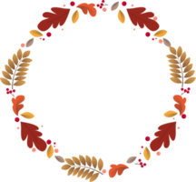 Autumn leaves frames. Autumnal wreath with colorful leaves flat icon design png