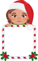 linda Papa Noel niña participación caramelo palo marco dibujos animados png