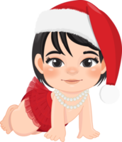 bebê claus com fofa bebê menina desenho animado personagem png