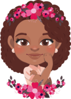 Internationale Dames s dag, maart 8 met een onafhankelijk Amerikaans Afrikaanse vrouw in roze bloem banier PNG