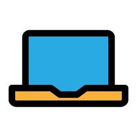 Laptop icon line isolated on white background. Black flat thin icon on modern outline style. Linear symbol and editable stroke. Simple and pixel perfect stroke vector illustration