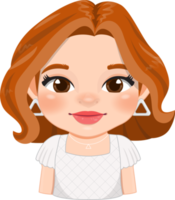 Cute Orange Hair Girl Cartoon Character PNG