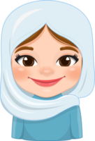 Cute Muslim or Islam Girl Cartoon Character PNG