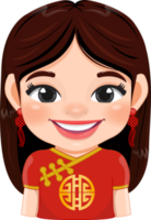 Cute Asian or Chinese Girl Cartoon Character PNG