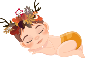 Baby's 1st Thanksgiving with cute baby boys cartoon for baby clothes, greeting and invitation card, poster, and gifts design. png