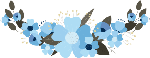 tecknad serie blå blommig bröllop inbjudan baner png