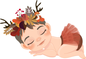 Baby's 1st Thanksgiving with cute baby girls cartoon for baby clothes, greeting and invitation card, poster, and gifts design. png