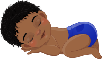 dessin animé personnage en train de dormir noir bébé garçon portant Royal bleu ébouriffé couche dessin animé png