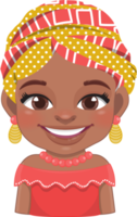 Cute African Girl Cartoon Character PNG