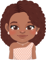 Cute African American Girl Cartoon Character PNG