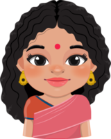 söt indisk flicka tecknad serie karaktär png