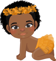 Babys 1 das Erntedankfest mit süß Baby schwarz Mädchen Karikatur zum Baby Kleidung, Gruß und Einladung Karte, Poster, und Geschenke Design. png