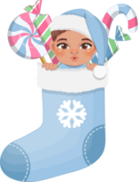 Babys 1 Weihnachten Strumpf mit süß Baby Junge im Pastell- Farbe Design png