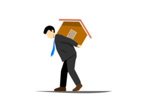 Man carrying house while walk harder responsibility, illustration, man support a house responsibility concept. png