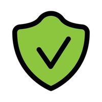 Shield with checkmark icon line isolated on white background. Black flat thin icon on modern outline style. Linear symbol and editable stroke. Simple and pixel perfect stroke vector illustration.