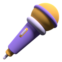 Microphone 3d render illustration. Mic for singing or podcast concept. Minimal style. 3d rendering icon of microphone. 3d rendering illustration png