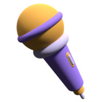 Microphone 3d render illustration. Mic for singing or podcast concept. Minimal style. 3d rendering icon of microphone. 3d rendering illustration png