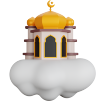 3D Rendering mosque above the clouds isolated png