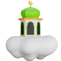 3D Rendering beautiful mosque above the clouds isolated png