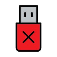 Flash drive remove icon line isolated on white background. Black flat thin icon on modern outline style. Linear symbol and editable stroke. Simple and pixel perfect stroke vector illustration