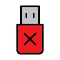 Flash drive remove icon line isolated on white background. Black flat thin icon on modern outline style. Linear symbol and editable stroke. Simple and pixel perfect stroke vector illustration