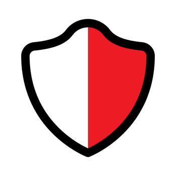 Shield half icon line isolated on white background. Black flat thin icon on modern outline style. Linear symbol and editable stroke. Simple and pixel perfect stroke vector illustration.