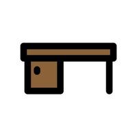 línea de icono de mesa aislada sobre fondo blanco. icono negro plano y delgado en el estilo de contorno moderno. símbolo lineal y trazo editable. ilustración de vector de trazo simple y perfecto de píxeles