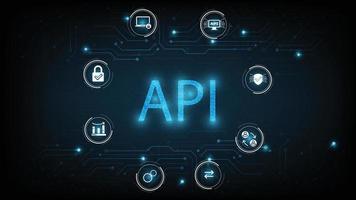 solicitud programación interfaz api en azul antecedentes. software desarrollo herramienta información tecnología moderno tecnología Internet. vector