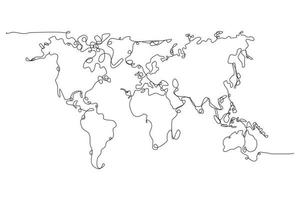 One Line Stroke Art of World Map vector