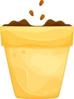 bright vector illustration of a pot with seedlings, planting plants, indoor plants and a vegetable garden