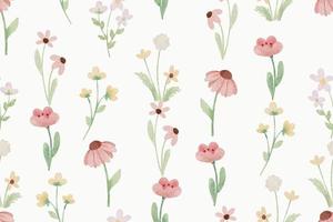 watercolor tiny wild flower botanical seamless pattern vector
