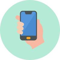 Hands holding mobile phone Vector Icon