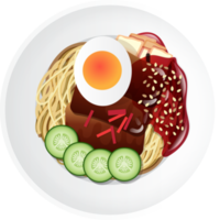 coreano jajangmyeon Comida plano deitar png