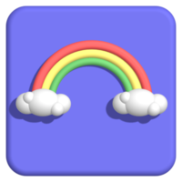 3d icono arco iris con nubes dibujos animados estilo clima fenómeno concepto png