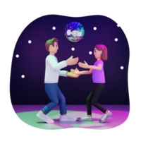 Paar Tanzen im Disko, 3d Charakter Illustration png