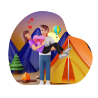 Young Happy Man Holding Woman In His Arms, 3D Character Illustration png