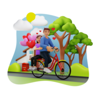 par cykling tillsammans 3d karaktär illustration png