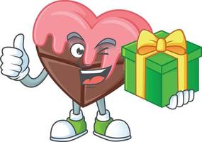 Love chocolate with pink cartoon character style vector