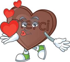 One bite love chocolate cartoon character style vector