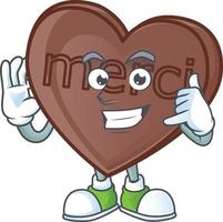 One bite love chocolate cartoon character style vector