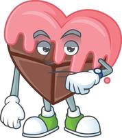 Love chocolate with pink cartoon character style vector