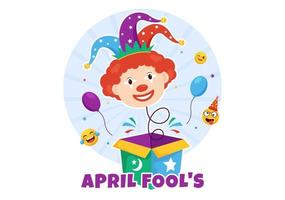 Happy April Fools' Day Celebration Illustration wearing a Jester Hat and Surprise for Web Banner or Landing Page in Flat Cartoon Hand Drawn Templates vector