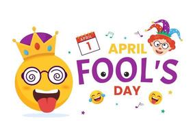 Happy April Fools' Day Celebration Illustration wearing a Jester Hat and Surprise for Web Banner or Landing Page in Flat Cartoon Hand Drawn Templates vector