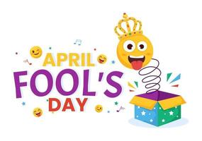 Happy April Fools' Day Celebration Illustration wearing a Jester Hat and Surprise for Web Banner or Landing Page in Flat Cartoon Hand Drawn Templates vector